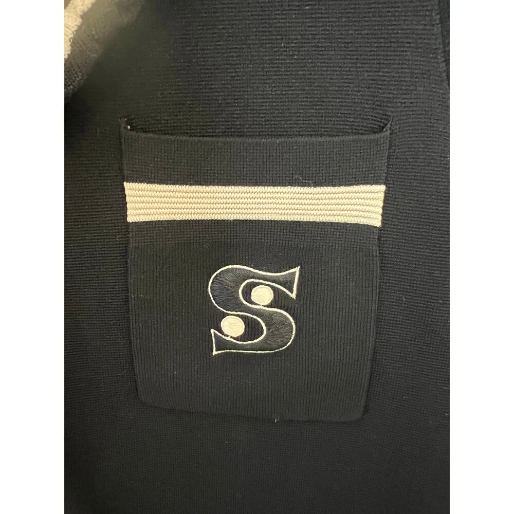 Sandro Paris Fabie Crop Short Sleeve Top Sweater Black White Ruffle Collar S - Picture 6 of 13